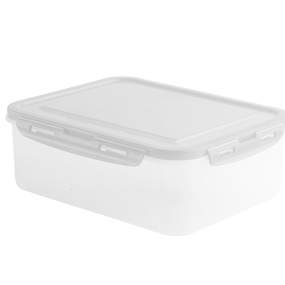 Food container- Flat Rectangular Container Clip 2000ml(74oz) (BPA FREE)White lid